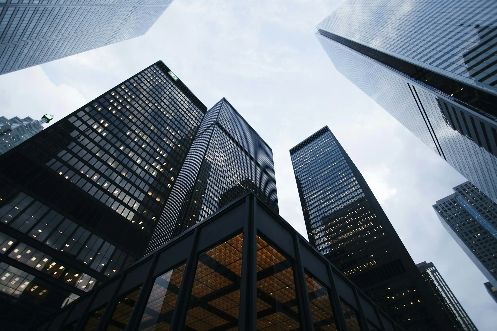 Downtown towers seen from below